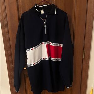 Tommy Hilfiger Men's Zip-Up Sweater - Navy, Red, and White
